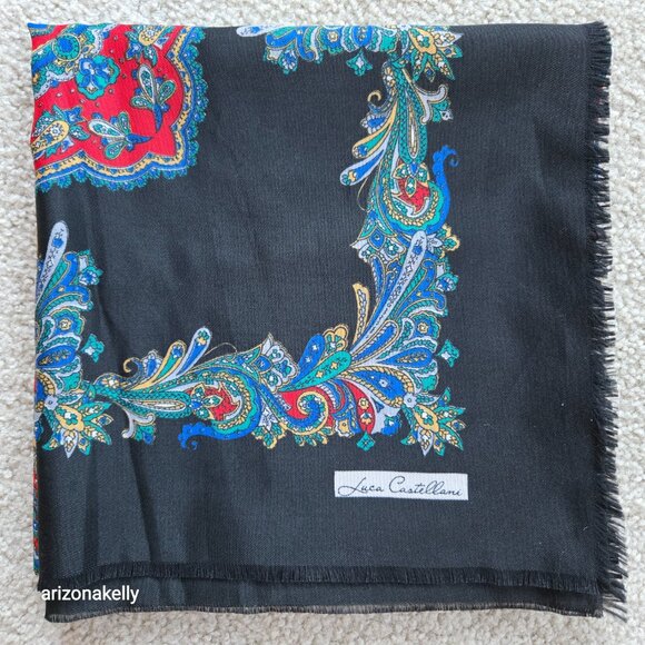 Luca Castelanni Large Square Scarf Kaleidoscope Design - Picture 7 of 7